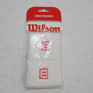 New Vintage Wilson White Tennis Sweatband Sports Gym Sweat Wristbands